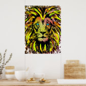 Gele leeuwenkop Poster - Liongezicht (Keuken)