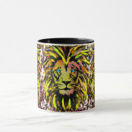 Gele leeuwenkoppen Coffee Cup - Lion Face Mok