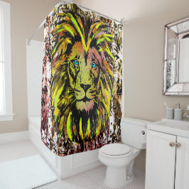 Gele leeuwenkuifgordijn - Lionzijde Douchegordijn