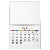 Gele lege kalender met feestdagen voor kinderen (Mar 2026)