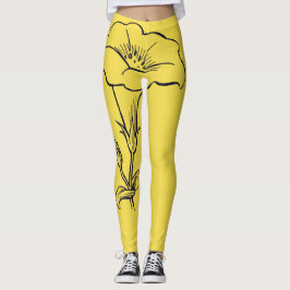 GELE LEGGINGS MET BLOEM