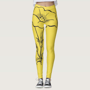 GELE LEGGINGS MET BLOEM