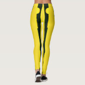 Gele Leggings met golvende zwarte strepen (Achterkant)