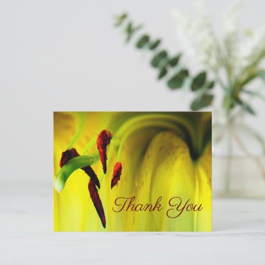 Gele Lelie Abstracte Bloemen Bedankkaart Briefkaart (Staand voorkant)