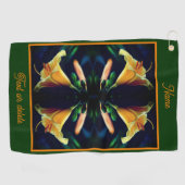 Gele Lelie Bloem Abstract gepersonaliseerd Golfhanddoek (Horizontaal)