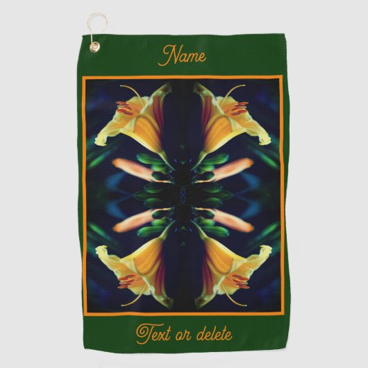 Gele Lelie Bloem Abstract gepersonaliseerd Golfhanddoek (Voorkant)