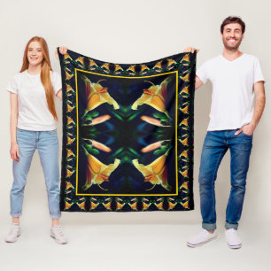 Gele lelie bloem abstract kunstpatroon fleece deken