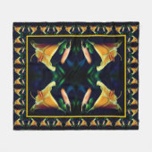 Gele lelie bloem abstract kunstpatroon fleece deken (Voorkant (Horizontaal))