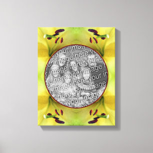 Gele lelie bloem kader maak je eigen foto canvas afdruk