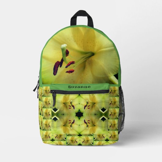 Gele Lelie Bloemblaadjes Spiegel Gepersonaliseerd Bedrukte Rugzak (Voorkant)
