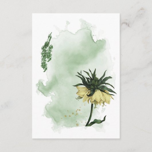 Gele Lelie Bloemen Groene bladeren Details Informatiekaartje (Achterkant)