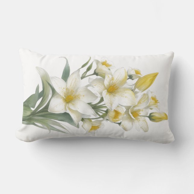 Gele Lelie Bloemen Kussen (Voorkant)