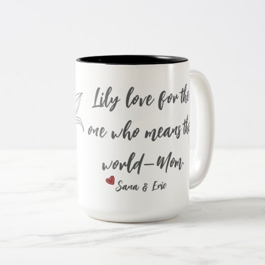 Gele lelie Moederdag Mok (Voorkant rechts)