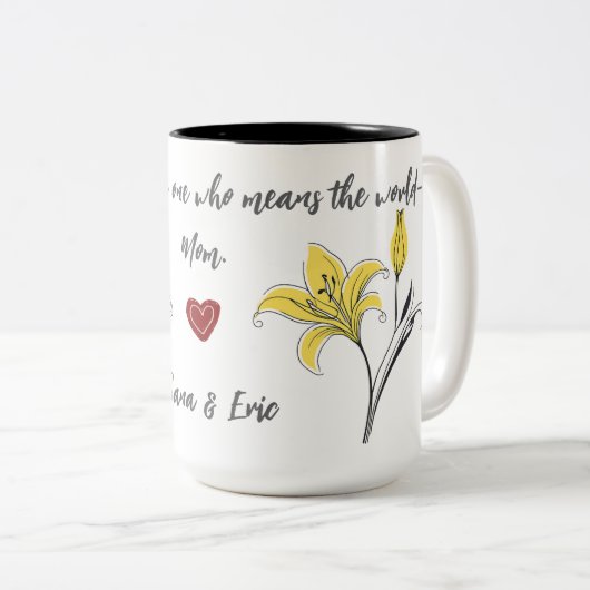 Gele lelie Moederdag Mok (Voorkant rechts)