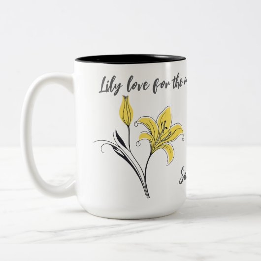Gele lelie Moederdag Mok (Links)
