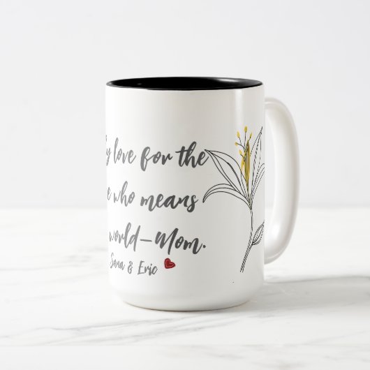 Gele lelie Moederdag Mok (Voorkant rechts)