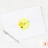 Gele Lelie Monogram Trouwzegels Ronde Sticker (Envelop)