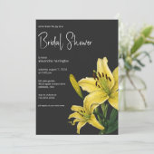 Gele Lelie op zwart Vrijgezellenfeest Kaart (Staand voorkant)