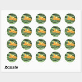Gele lelie ronde sticker (Vel)