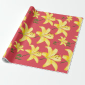 Gele lelie roze achtergrond matte inpakpapier (Uitgerold)