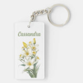 Gele leliebloemen gepersonaliseerd sleutelhanger (achterkant)