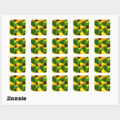 Gele Lelies Patroon Vierkante Sticker (Vel)