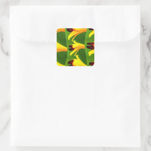 Gele Lelies Patroon Vierkante Sticker