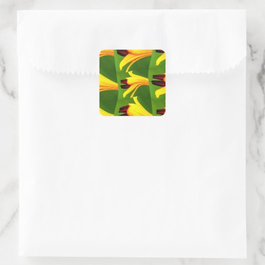 Gele Lelies Patroon Vierkante Sticker (Tas)