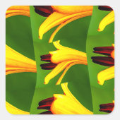 Gele Lelies Patroon Vierkante Sticker (Voorkant)