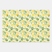 Gele lemmetjes en lemmetjes aan de wijn inpakpapier vel (Voorkant)