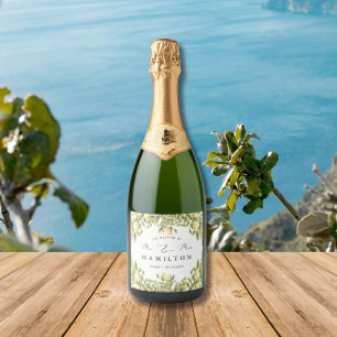Gele Lemon amalfi kust Mediterrane Bruiloft Sparkling Wijnetiket