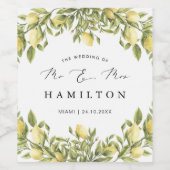 Gele Lemon amalfi kust Mediterrane Bruiloft Wijn Etiket (Enkel label)