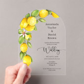 Gele Lemon bruiloft acryl uitnodiging (Insitu (Draagbaar))
