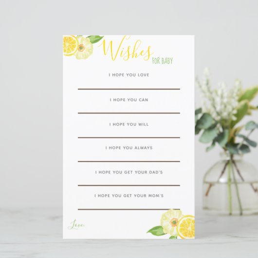 Gele Lemon Citrus Floral Baby Vermaakt Kaarten (Staand voorkant)