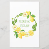 Gele Lemon Citrus Floral Baby Vermaakt Kaarten (Achterkant)