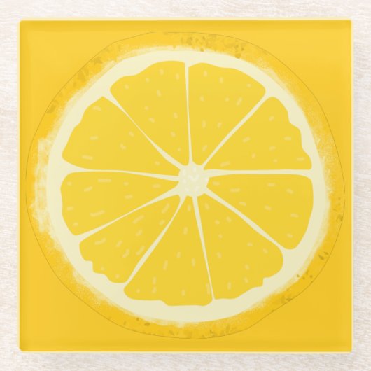 Gele lemon Citrus Fruit Slice Glazen Onderzetter (Voorkant)