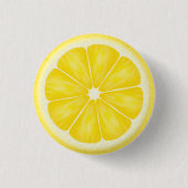 Gele lemon Citrus Fruit Slice Ronde Button 3,2 Cm (Voorkant)