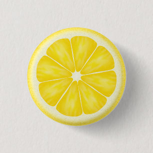 Gele lemon Citrus Fruit Slice Ronde Button 3,2 Cm