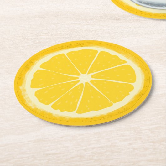 Gele lemon Citrus Fruit Slice Ronde Kartonnen Onderzetter (Gebogen)