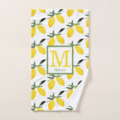 Gele Lemon Citrus Monogram Bad Handdoek (Handdoek)