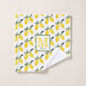 Gele Lemon Citrus Monogram Bad Handdoek (Wasdoekje)