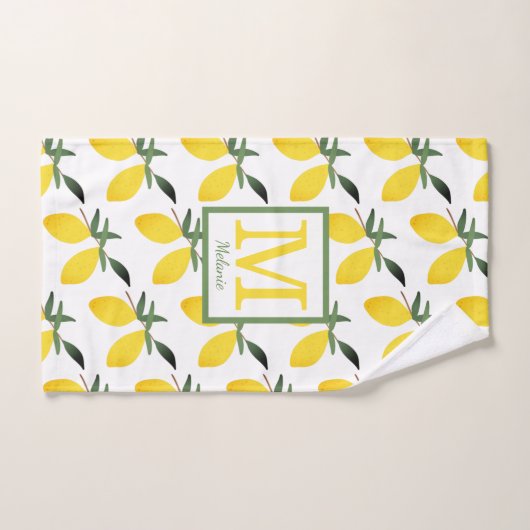 Gele Lemon Citrus Monogram Bad Handdoek (Handdoek)