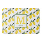 Gele Lemon Citrus Monogram Naam Badmat (Voorkant)