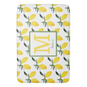 Gele Lemon Citrus Monogram Naam Badmat (Voorkant Verticaal)