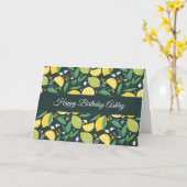 Gele lemon en groene Limoen fruitpatroonvogels Kaart (Gele Bloem)