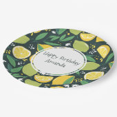 Gele lemon en groene Limoen fruitpatroonvogels Papieren Bordje (Gekanteld)