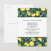 Gele lemon en groene Limoen fruitpatroonvogels Uitnodiging Briefkaart (Voorkant / Achterkant)