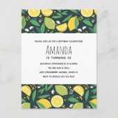 Gele lemon en groene Limoen fruitpatroonvogels Uitnodiging Briefkaart (Voorkant)