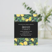 Gele lemon en groene Limoen fruitpatroonvogels Uitnodiging Briefkaart (Staand voorkant)