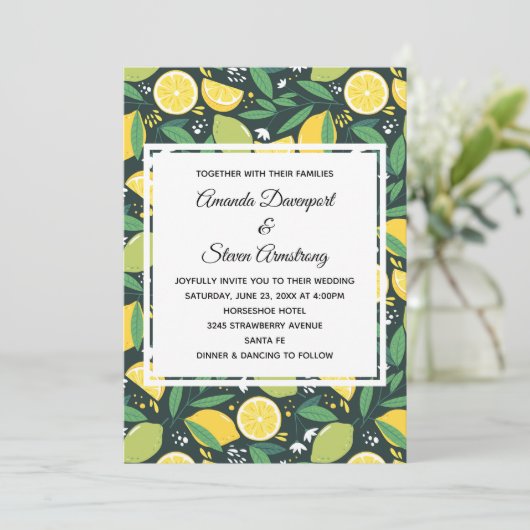 Gele lemon en groene Limoen Kaart (Staand voorkant)